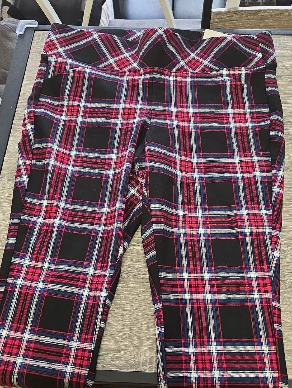 torrid Black & Pink Plaid Stretch Leggings